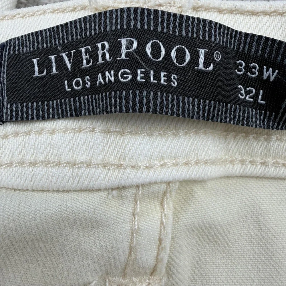 Liverpool Jeans Mens 33x32 White Kingston Modern Slim Straight Stretch Denim
